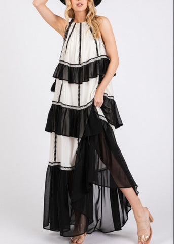 Color Block Sleeveless Maxi Dress