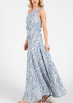 Zebra Print One Shoulder Sleeveless Maxi Dress