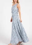 Zebra Print One Shoulder Sleeveless Maxi Dress