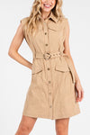Sleeveless Button Down Mini Dress