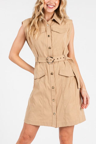 Sleeveless Button Down Mini Dress