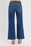 High Rise Ankle Wide Released Hem Jeans