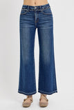 High Rise Ankle Wide Released Hem Jeans