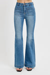 High Rise Flare Front Pocket Jeans