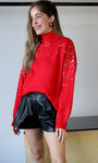 Red Sequin Detail Sweater