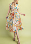 Floral Midi Dress With A Front Zipper