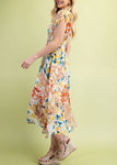 Floral Midi Dress With A Front Zipper