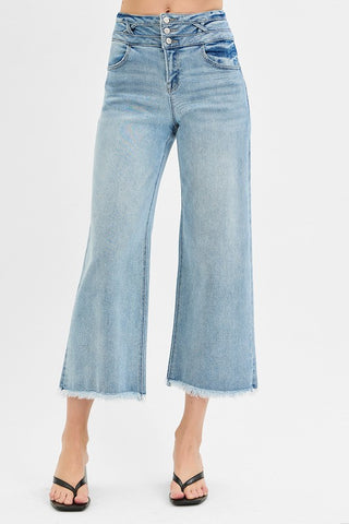 High Rise Crop Detail Jeans