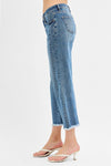 Mid Rise Crop Wide With Front Slit