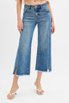 Mid Rise Crop Wide With Front Slit