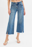 Mid Rise Crop Wide With Front Slit
