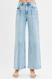 High Waist Wide Leg Pintuck Detailed Jeans