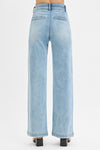 Elastic High Rise Wide Double Waist Jeans