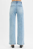 Elastic High Rise Wide Double Waist Jeans