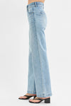 Elastic High Rise Wide Double Waist Jeans
