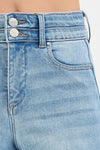 Elastic High Rise Wide Double Waist Jeans
