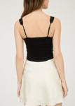 Scoop Neck Ruched Front Tie Top
