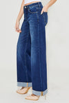 High Rise Wide Leg Cuffed Jeans