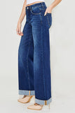 High Rise Wide Leg Cuffed Jeans