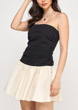 Strapless Contrast Mini Dress