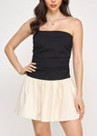 Strapless Contrast Mini Dress