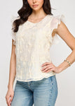 Ruffle Sleeve Top with Contrast Detail