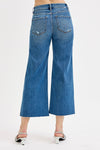High Rise Crop Wide Button Up Jeans