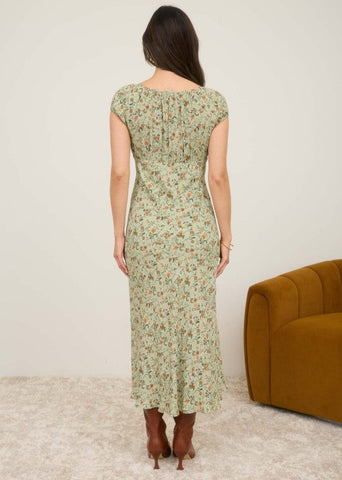 Floral Short Sleeve Midi Dress