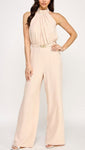 Halter Neck Pleated Top Jumpsuit