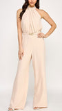 Halter Neck Pleated Top Jumpsuit