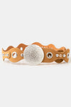 Studded Grommet Large Disc Buckle Belt