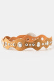 Studded Grommet Large Disc Buckle Belt