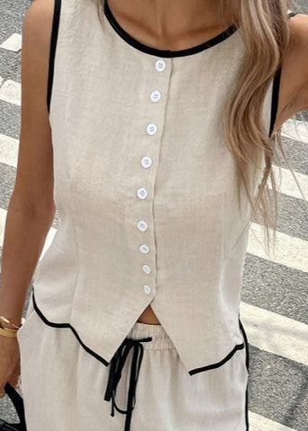 Colorblock Button-up Vest