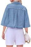 Denim Short Sleeves Cropped Top
