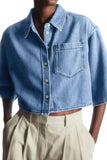 Denim Short Sleeves Cropped Top