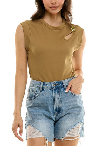 Embellished Cutout Tank