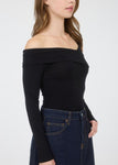 Off Shoulder Wrap Long Sleeve Top