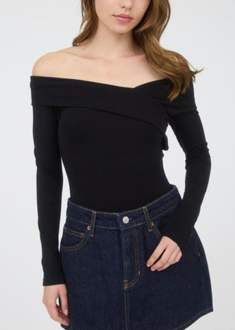 Off Shoulder Wrap Long Sleeve Top