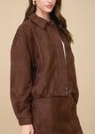 Suede Collared Zip-up