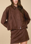 Suede Collared Zip-up