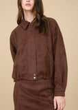 Suede Collared Zip-up