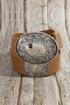 Western Large Engraved Oval Buckle Belt