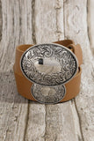 Western Large Engraved Oval Buckle Belt