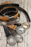 Western Large Engraved Oval Buckle Belt