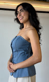 Denim Strapless Blouse