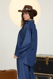 Button Down Stud Detail Denim Shirt