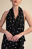 Polka Dot Openback Halter Scarf Top