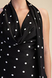 Polka Dot Openback Halter Scarf Top