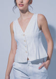 V- Neckline Linen Vest