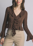 V Neck Ruffle Blouse